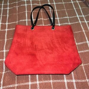 Small Red Suede Bucket Bag